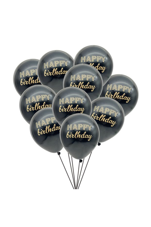 10inch black 1Bag Black 10inch Happy Birthday Confetti Latex Balloons Adult Birthday Party DIY Home