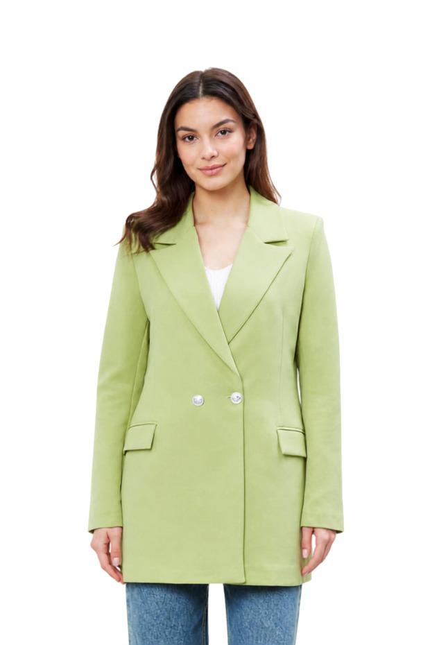Pistachio Green Oversize Woven Blazer Jacket