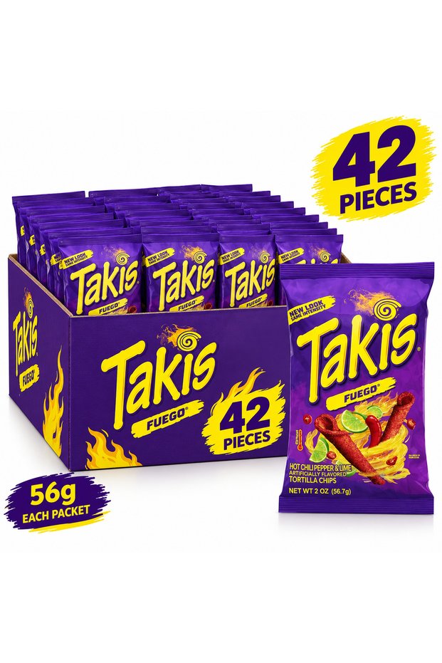 Takis Fuego Rolled Tortilla Chips - 56g (Pack of 42)