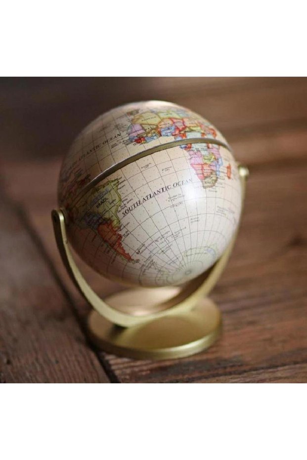 1 Pcs English Version Globe Ornament Rotating World Globe Desktop Ornaments Geography Teaching Learn