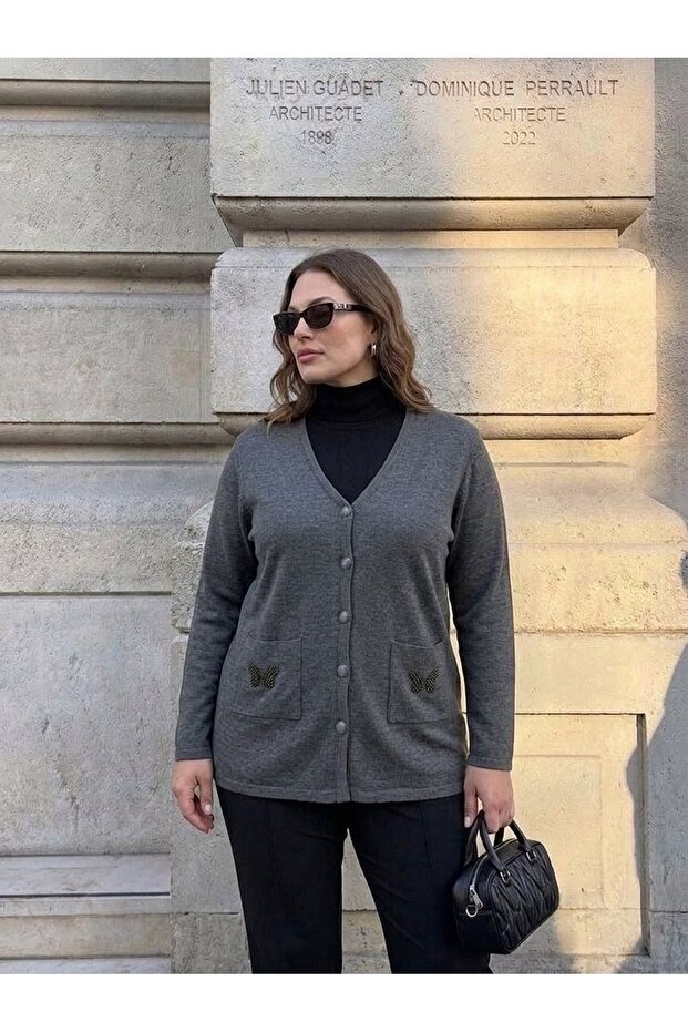Cebi Butterfly Stone Steel Knit Classic Tricot Jacket