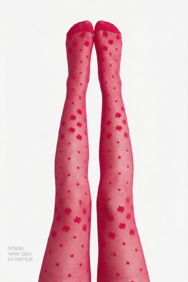Tango Red Pretty Dotted Daisy Pantyhose