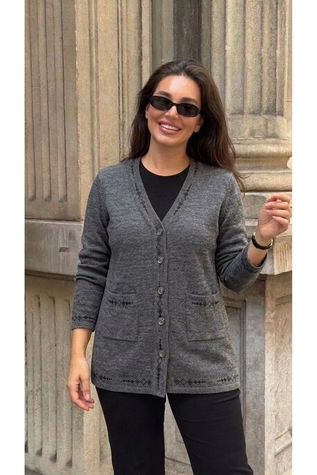 Banti Baklava Patterned Classic Knit Buttoned Jacket