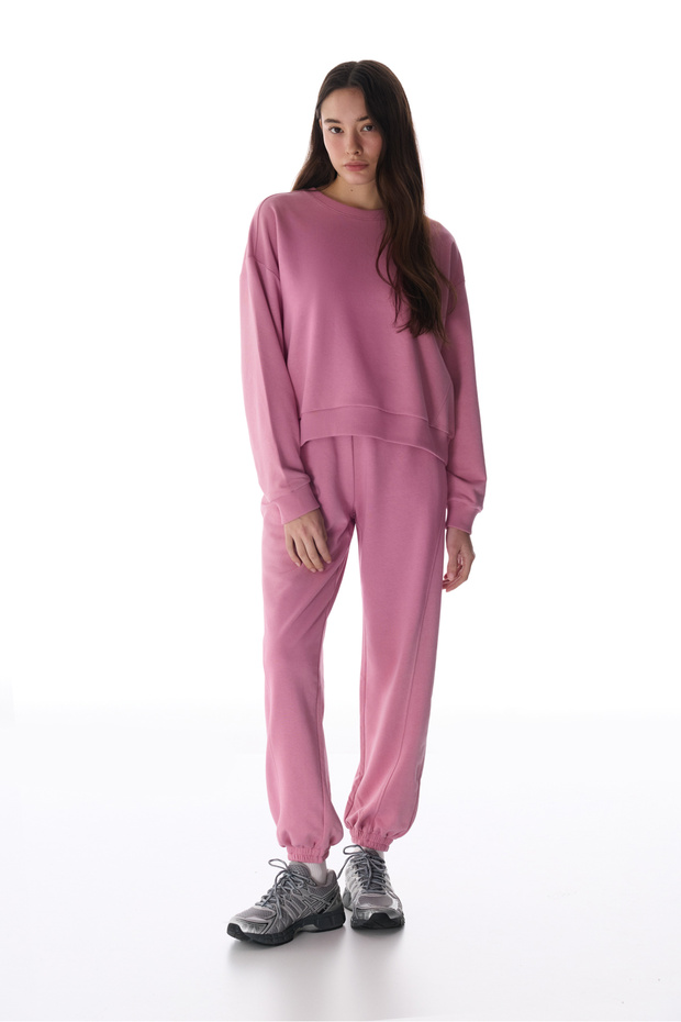 Rose Pink Active Sweatshirt with Stitching Detail