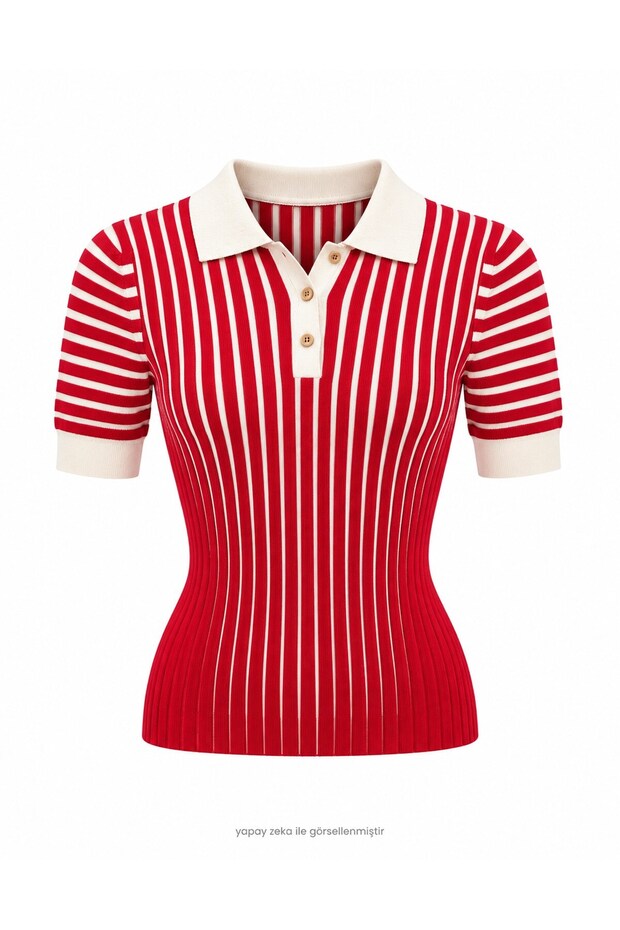 Brand Model Accordion Blouse Red