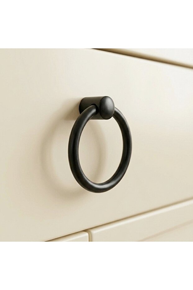 Ring Pendulum Matte Black Single Screw Furniture Handle Knob