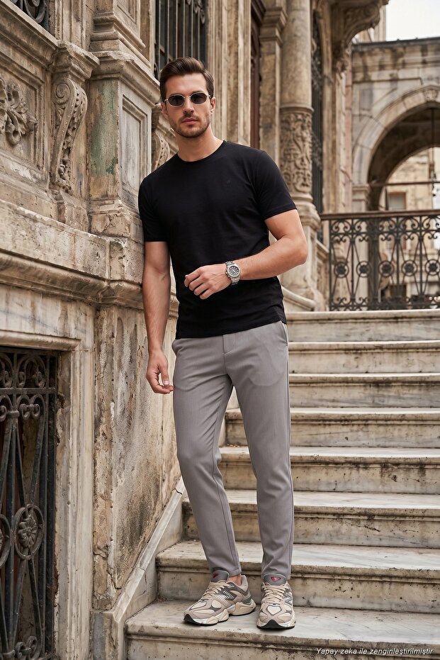 Slim Fit Regular Waist Pipe Leg Denim Trousers Men's Jeans 5545C82Milano