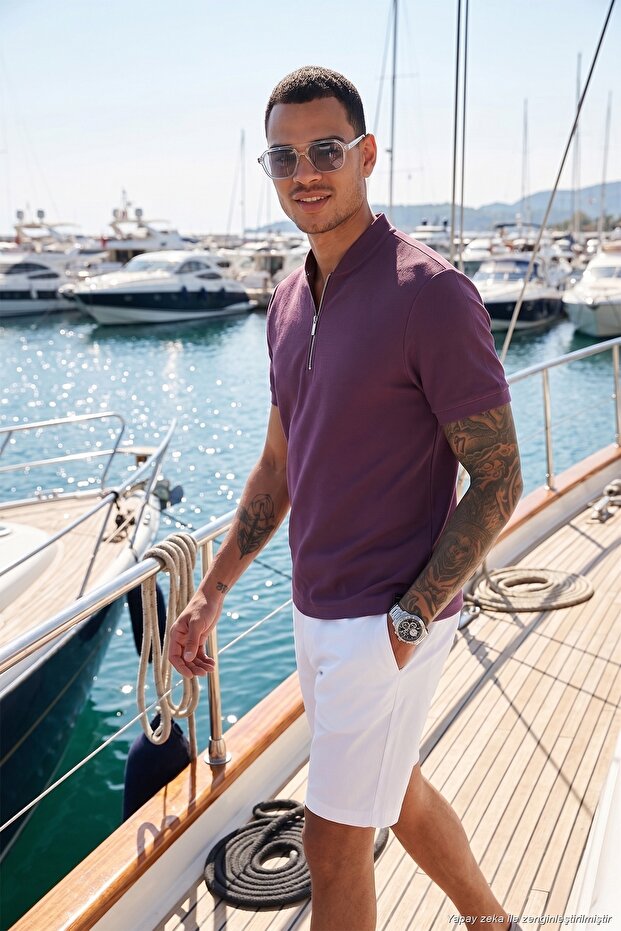Cotton Regular Fit Half Zipper t Shirt Men's t Shirt 5902653