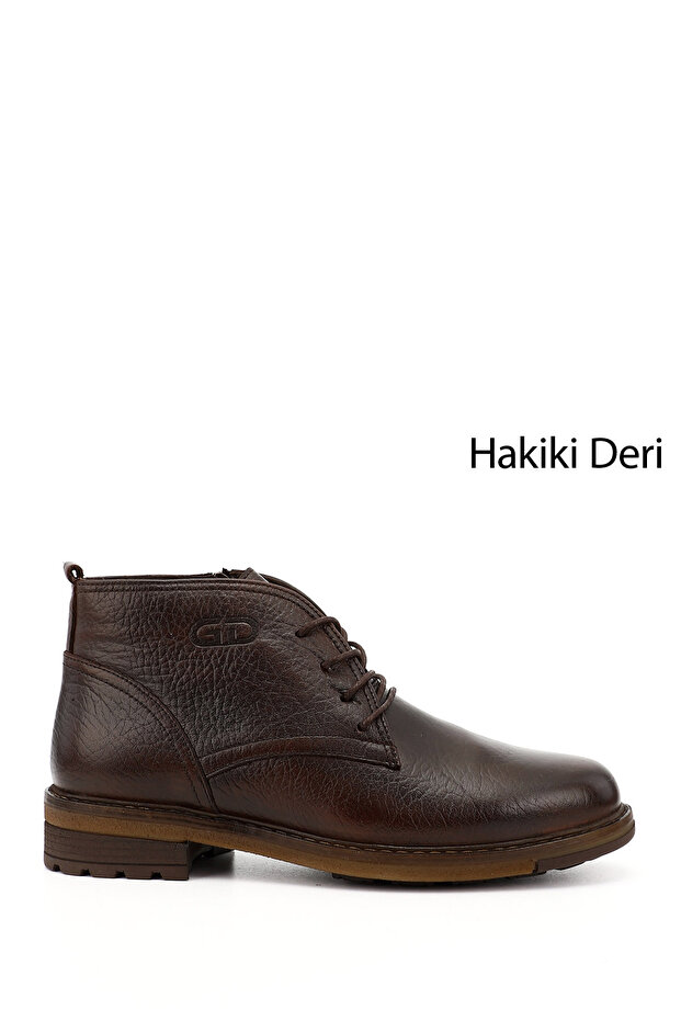 Men's Brown Antique Lace-Up Rubber Sole Genuine Leather Classic Boots