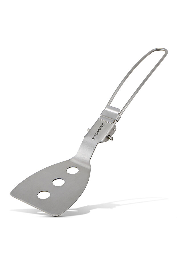 Silver Tomshoo Stainless Steel Folding Spatula Turner for Outdoor Camping Hiking BBQ Picnic Cooking