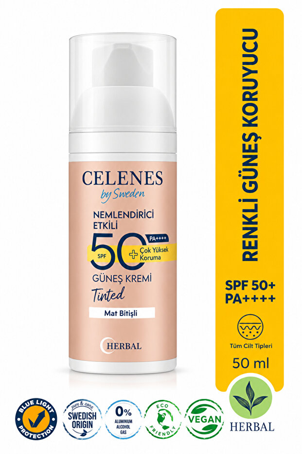 By Sweden Herbal Dry Touch Spf 50 Matte Finish Tinted Sunscreen, Face and Decollete Area, 50 ml