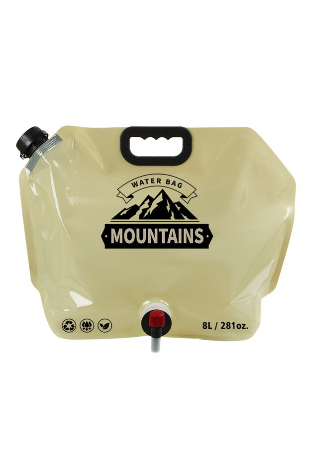 Beige 5L/10L Collapsible Water Container Water Storage Jug Bag for Outdoor Camping Hiking Emergency