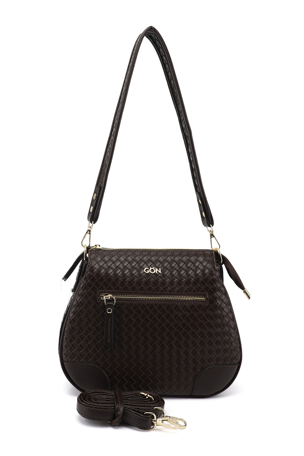 Women's Coffee Printed Long Strap Shoulder Bag