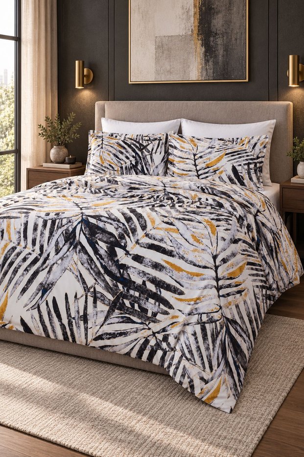 250 Tc Bamboo Blend Cotton Satin Duvet Cover Set – Double Size - Lecce