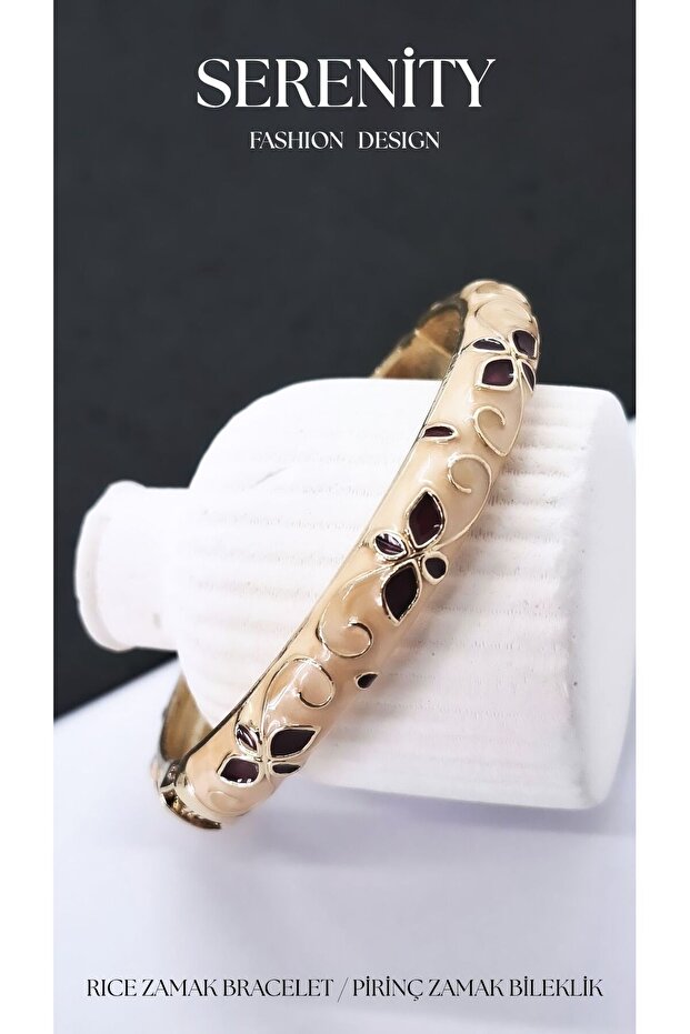 Gold Embroidered Colorful Satin Enameled Brass Plated Zamak Bracelet