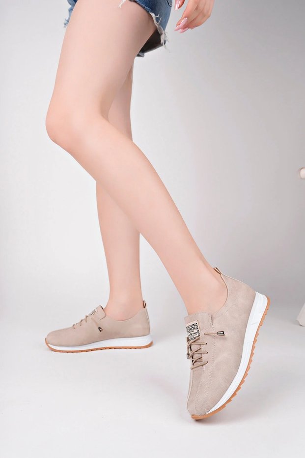 Orthopedic Sole Daily Women's Babet Denim Beige Sports Sneaker Shoes