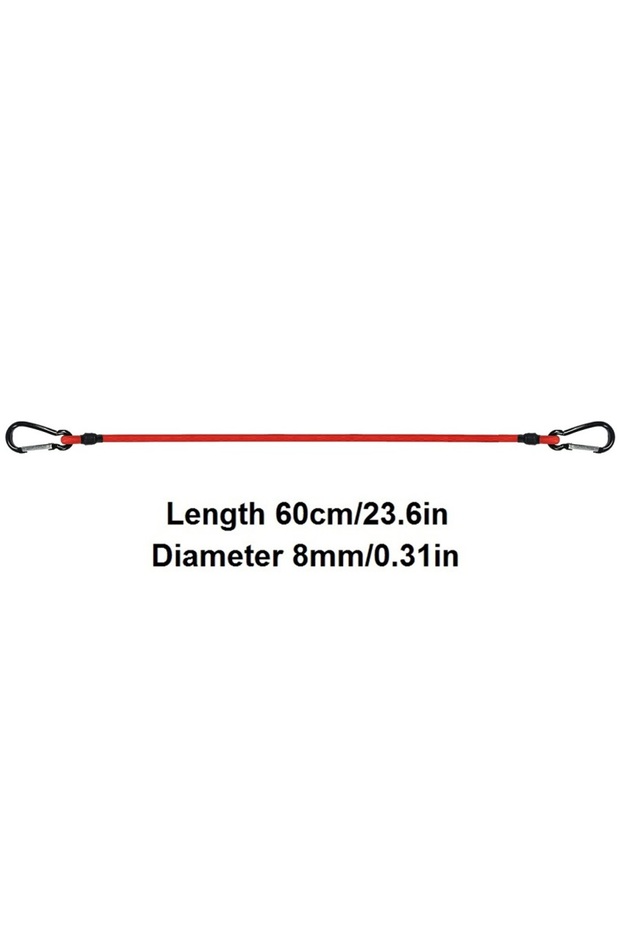 Red 60CM 30-150CM Red Stretch Elastic Ropes 8MM Bungee Cords With Hooks Lightweight Bikes Tie Car Lu