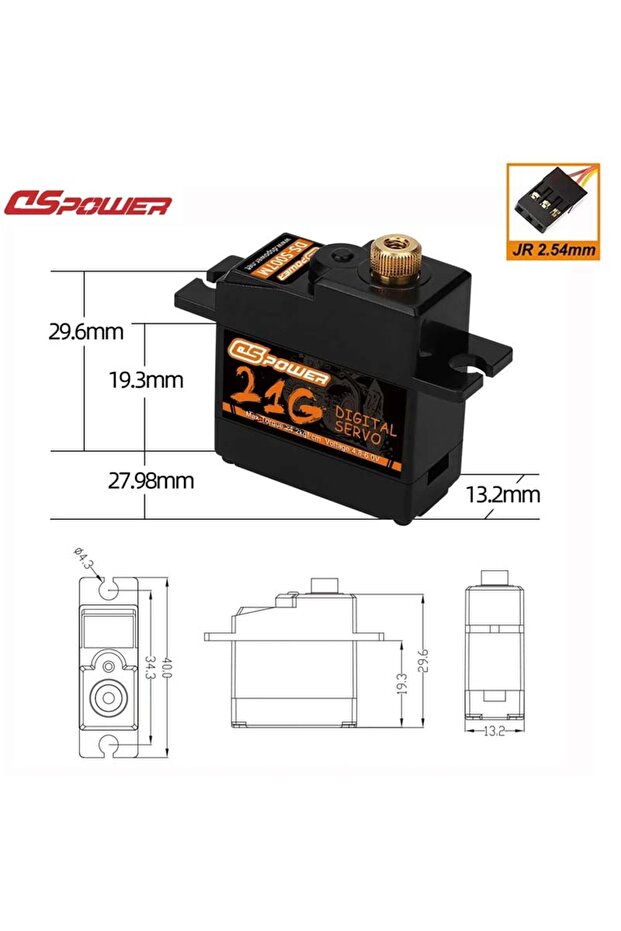 21g 3 Pin JR2.54 DSPOWER 17G/21G Mirco Digital Waterproof Servo Plastic/Metal Gear for 1/16 1/18 RC