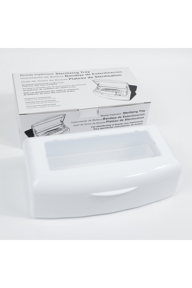 White 1pcs Nail Tool Sterilizer Tray, White Disinfection Box For Steel Metal Nipper, Tweezers Equipm