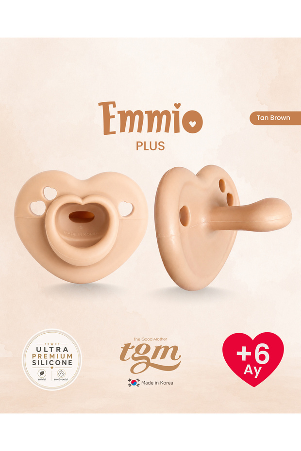 Ultra Premium Silicone Heart Pacifier Plus (Tan Brown)