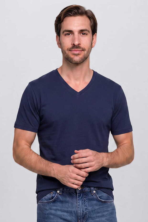 T-Shirt Men's V-Neck Combed Cotton