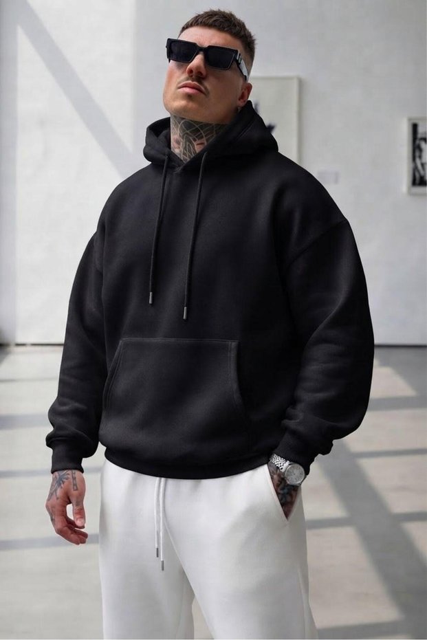 Men's Black Hooded Sweatshirt