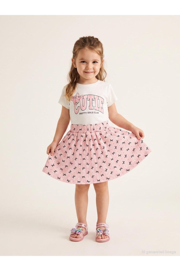 Bow Patterned Skirt for 2-5 Years Old - Pink