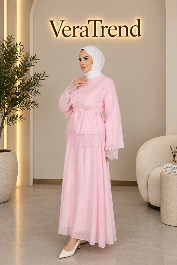 Lace Detailed Tunnel Skirt Set