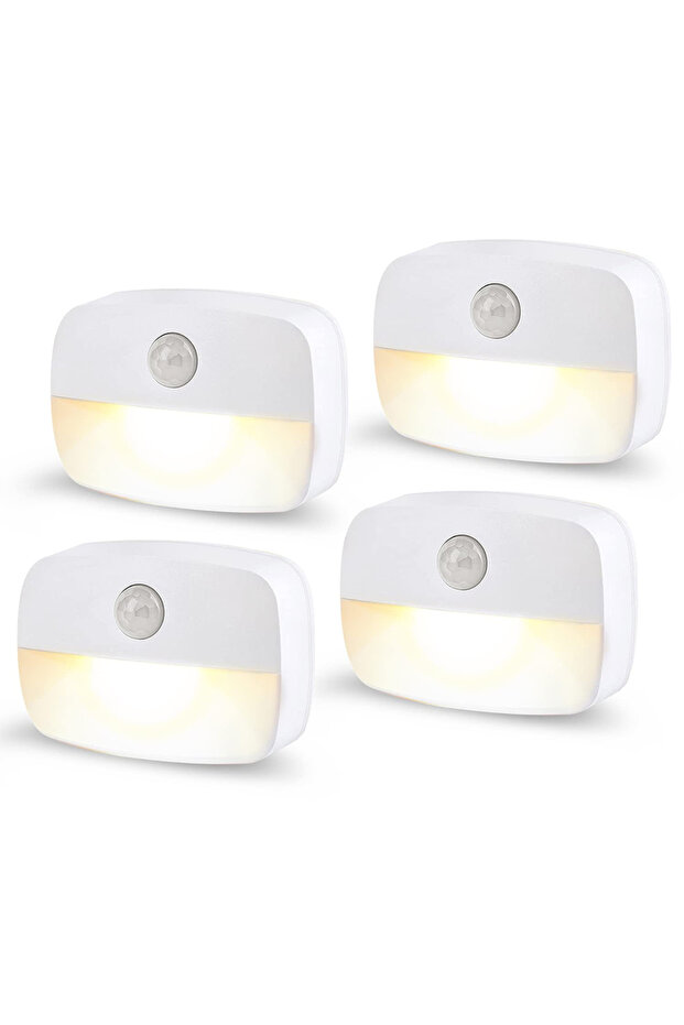 GGBEE warm white 4 pcs Motion Sensor Light Indoor LED Night Light Stick on Nightlight Battery Operat