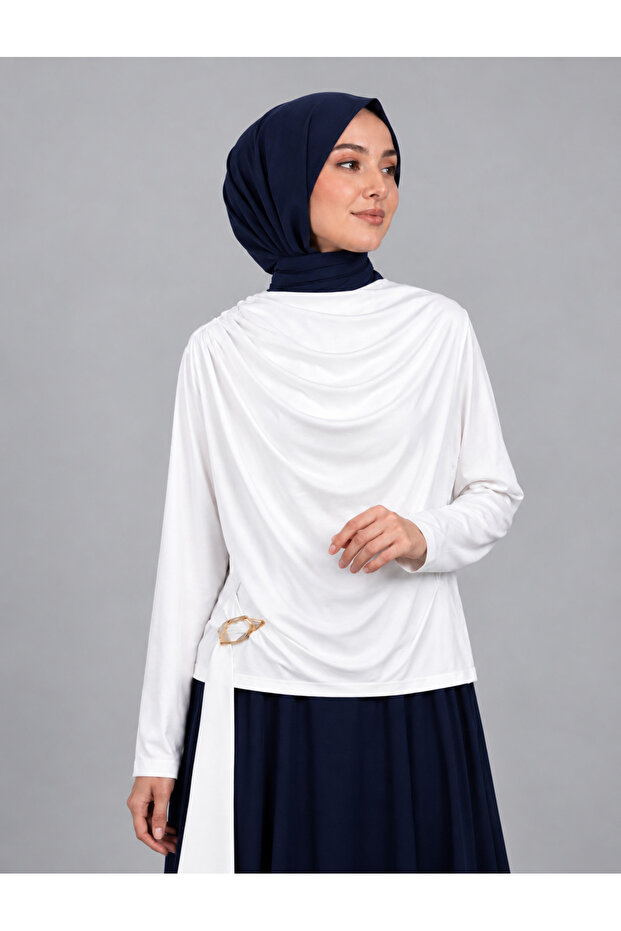 Sendy Blouse with Belt and Bronchial Details