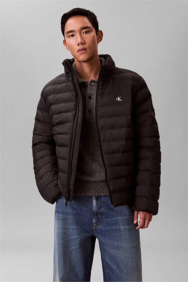 Ls Nylon Lt Wt Hooded Fz Puffer Men's Inflatable Jacket Black