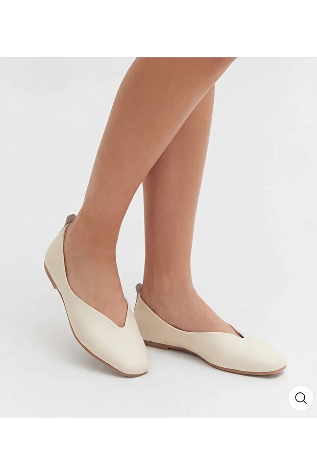 Genuine Leather Cream Ballet Shoes
