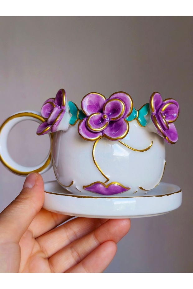 Kokoş Girl Handmade Gift Ceramic Double Coffee Cup