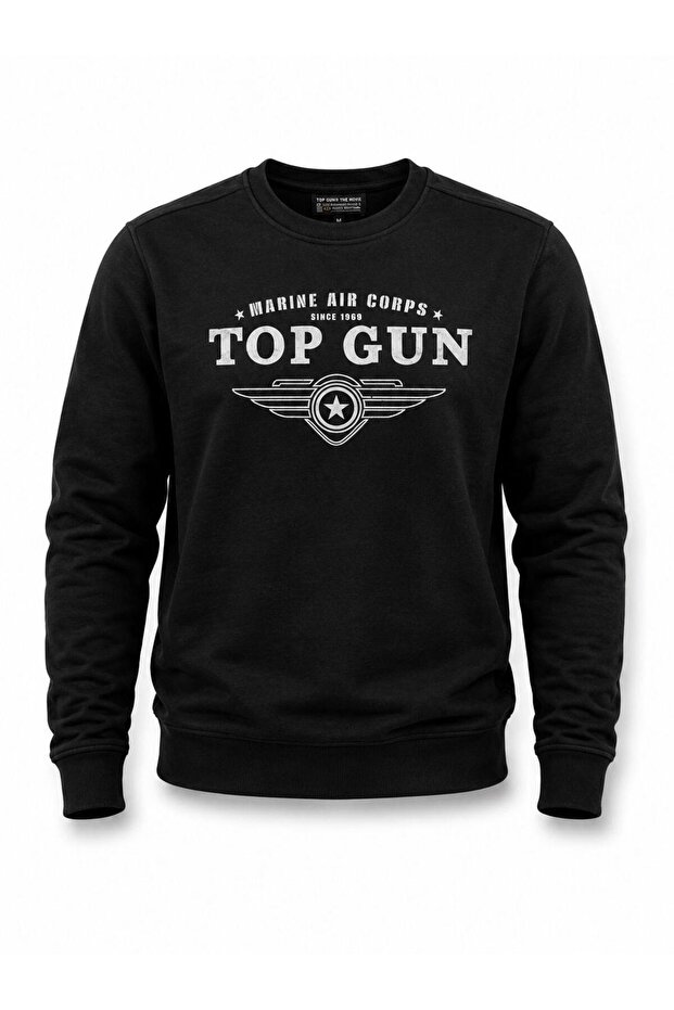 "Top Gun" Printed Sweat Black