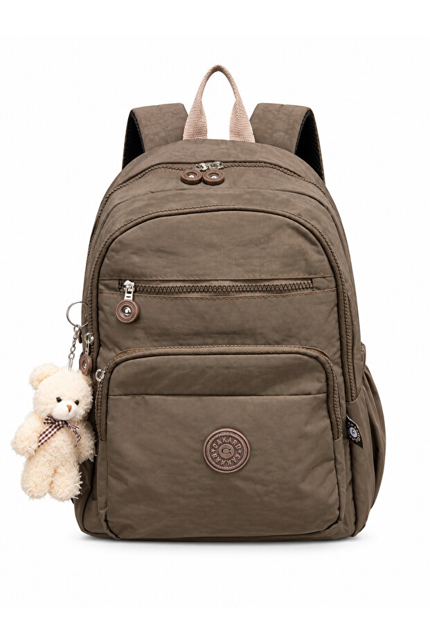 Crinkle Fabric Multi-Compartment School Backpack – Middle School High School College Daily Bag