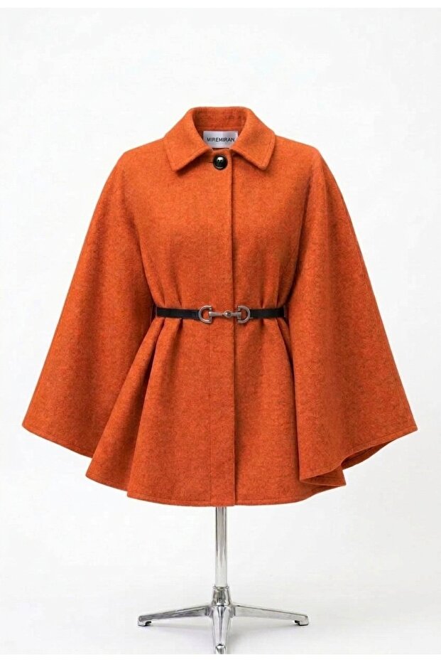 Cape Poncho with Belt Length 77cm Wool Cloak 2026002 Live Truncu
