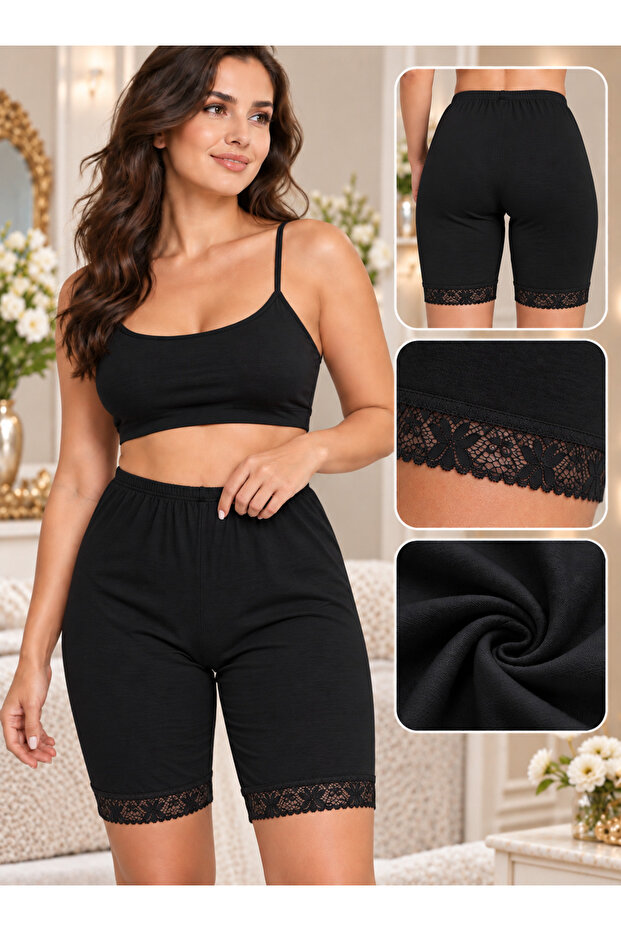 Women's Black Lace Panties 3 Pieces 100% Cotton