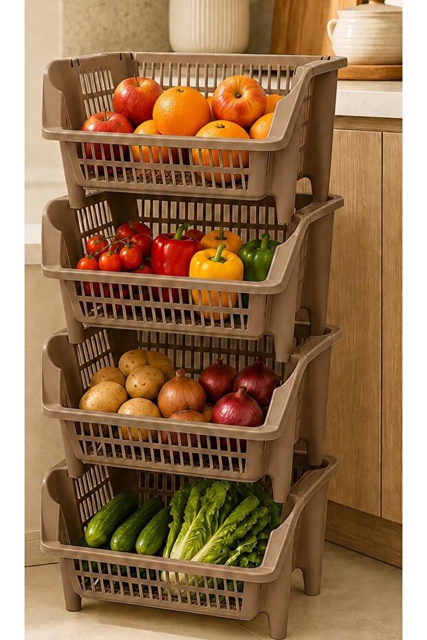 4-tier kitchen storage and organization basket Multicolour
