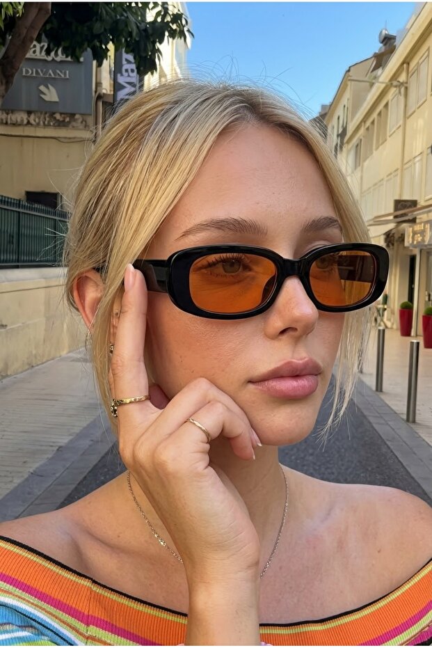 Chunky Black Orange Sunglasses