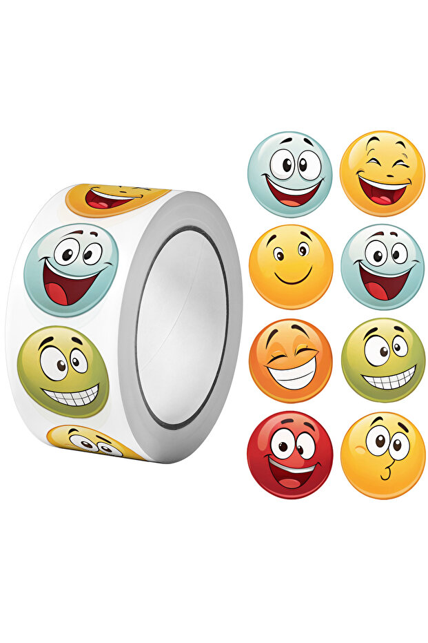 RO006 500Pcs/Roll Cute Funning Face Paste Sticker 2.5cm/1.0'' 16 Designs Decals Diy Adorn Gifts Suit