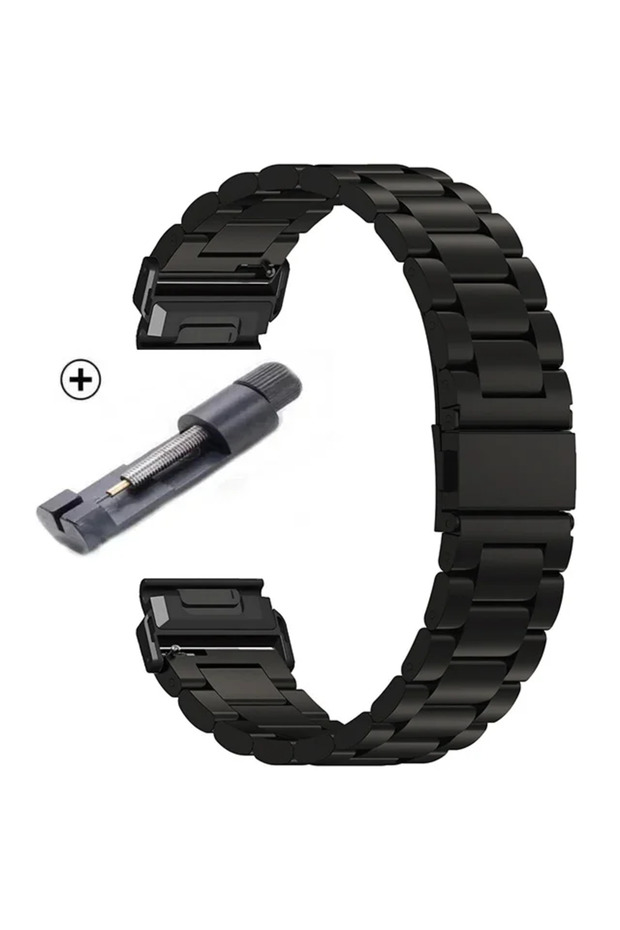 QuickFit 22mm Width Black Quick Fit 22 26mm Stainless Stee Strap For Garmin Watch Fenix 8 7X 7 Sola