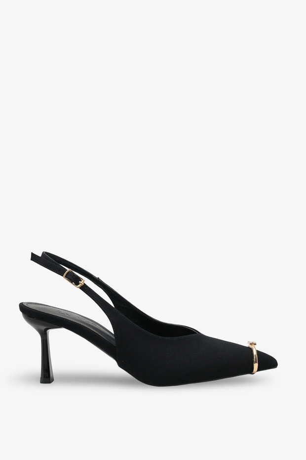 Nonba Women's Heeled Shoes with Accessories - Black Nubuck