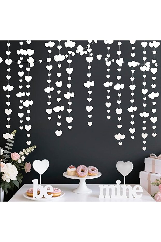 1 pc White 4M/13Ft White Love Heart Hanging Paper Streamer Banner for Wedding Bridal Shower Engageme