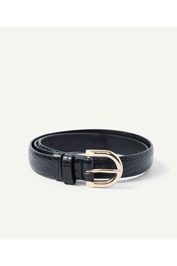 Leather Look Crocodile Print Trouser Belt