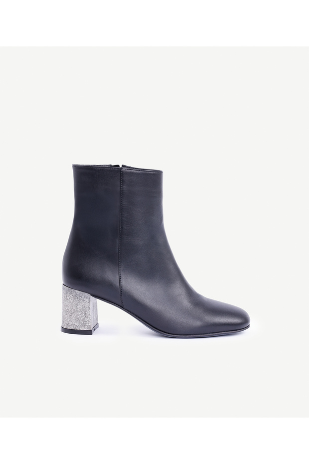 Leather Heeled Boots with Metal Heels