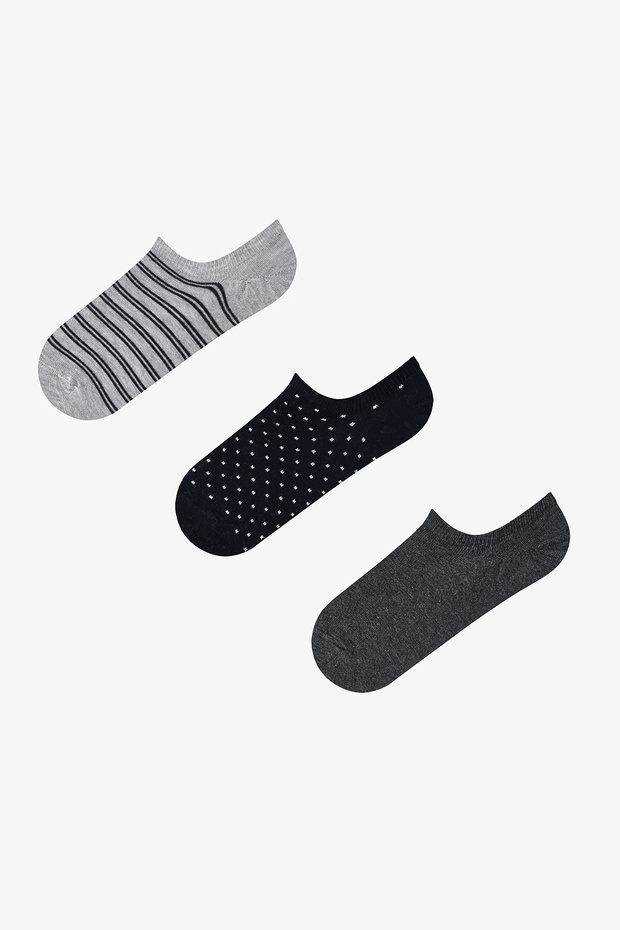 3 Pairs of Toeless Seamless Polka Dot and Stripe Patterned Sneaker Socks