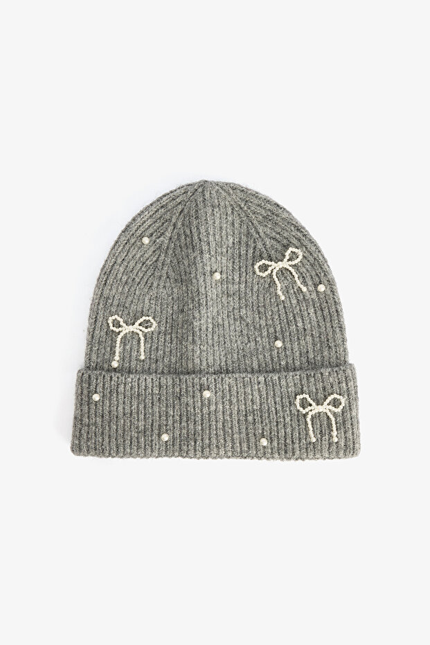 Gray Melange Bow Beret