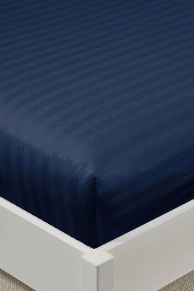 100% Cotton Satin Stripe King Size Fitted Sheet Set – 30 cm – 2 Pillowcases