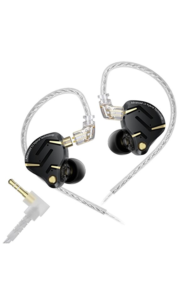 Black no mic 3.5mm KZ ZS12 PRO 2 1DD+5BA Flagship-Grade Super Linear Hybrid Wired Headphones 3.5mm/