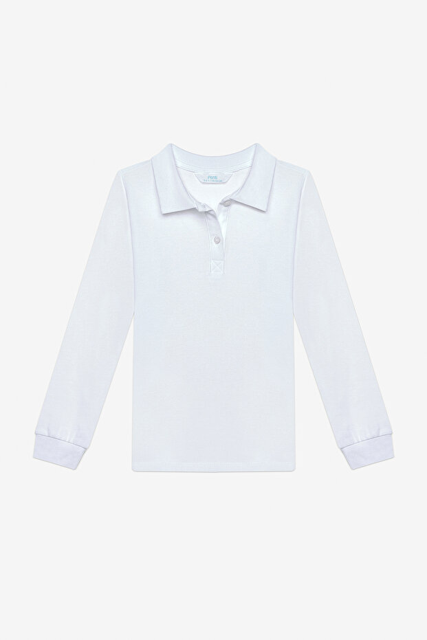 Organic White Polo Collar Unisex T-Shirt